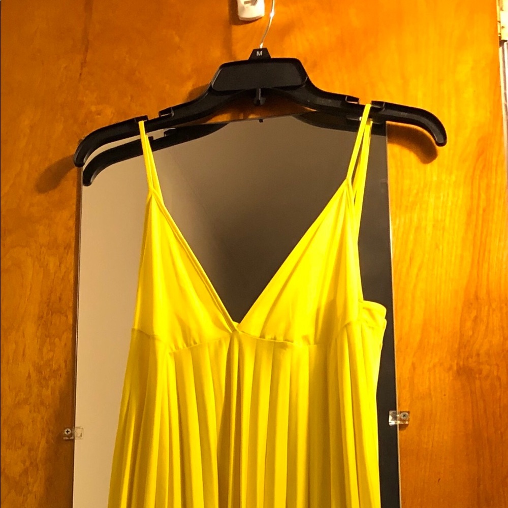 Yellow Pleated Slip Casual Maxi Dress